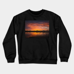 dramatic sunset over lake Crewneck Sweatshirt